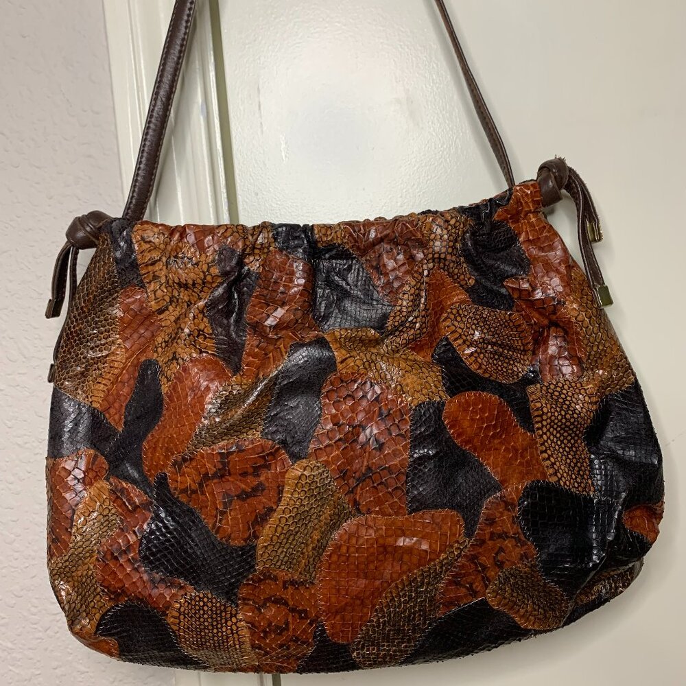 Vintage Nina Salvadóre Snake Print Leather Shoulder Bag